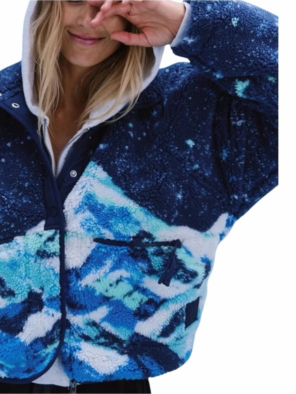 NEW Free People Movement Hit The Slopes Fleece Jacket Starry Skies Midnight Navy
